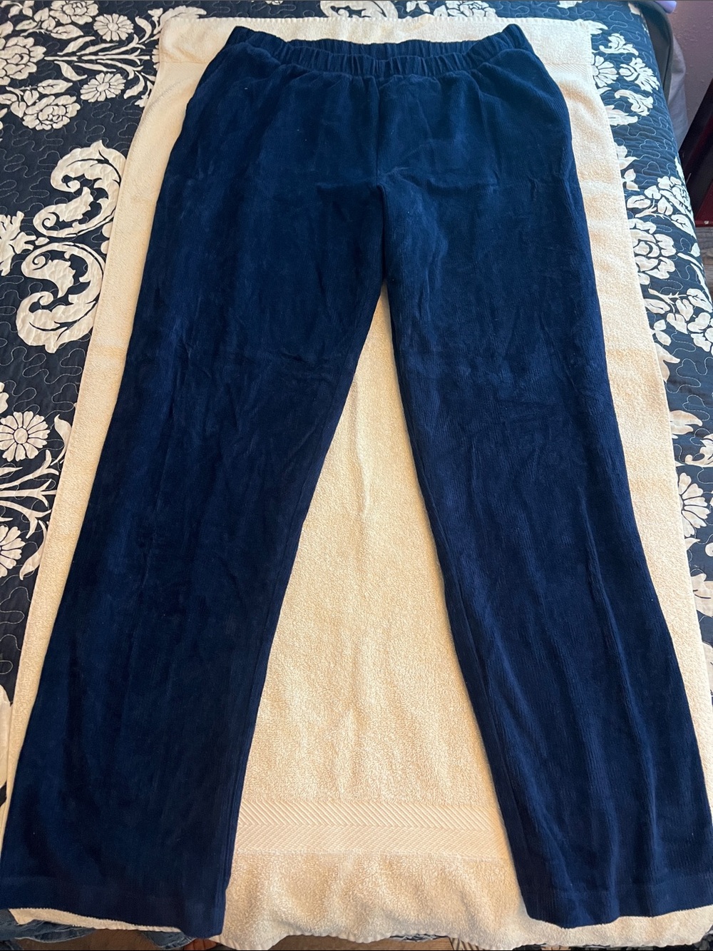 Lands' End Navy Velour Lounge Pants